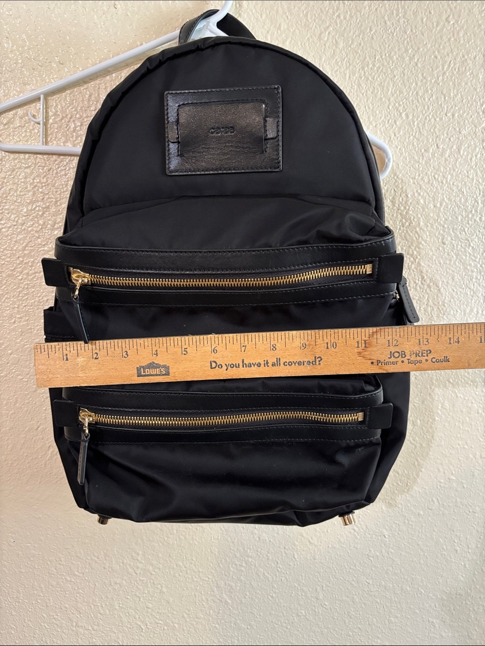caraa Black Backpack with Gold Zippers - Picture 6 of 12